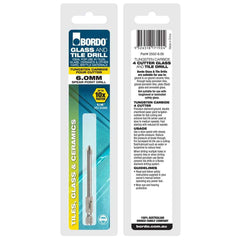 Bordo - 6.00mm 4 Cut Glass and Tile Drill Bits Hex Shank  | 2552-6.00