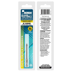 Bordo - 6.50mm 4 Cut Glass and Tile Drill Bits Hex Shank  | 2552-6.50