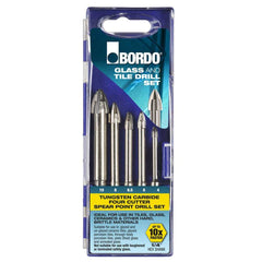 Bordo - 5 Pc 4 Cut Glass and Tile Drill Bits Hex Shank  | 2552-S1