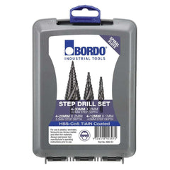 Bordo - 4-30mm 3 Pce Spiral Flute HSS Cobalt Step Drill Set | 2602-S1