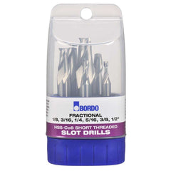 Bordo - 6 Pc 1/8-1/2" Short Threaded HSS Cobalt Slot Drill Set  | 6000-S1