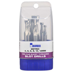 Bordo - 6 Pc 4-12mm Short Threaded HSS Cobalt Slot Drill Set  | 6006-S1