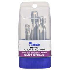 Bordo - 6 Pc 4-12mm Short Flatted HSS Cobalt Slot Drill Set  | 6010-S1