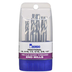 Bordo - 6 Pc 1/8-1/2" Short Threaded HSS Cobalt End Mill Set  | 6060-S1