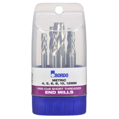 Bordo - 6 Pc 4-12mm Short Threaded HSS Cobalt End Mill Set  | 6066-S1