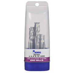 Bordo - 6 Pc 4-12mm Short Flatted HSS Cobalt End Mill Set  | 6070-S1