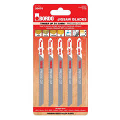 Bordo - 100mm x 2.5T HCS T-Shank Precise Cut Jigsaw Blade - 5Pk | 7110-30970