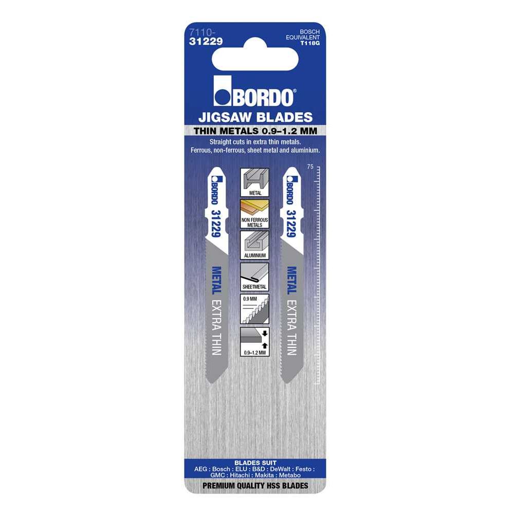 Bordo - 75mm x 0.9T Extra Thin Cut Jigsaw Blade - 2Pk | 7110-31229
