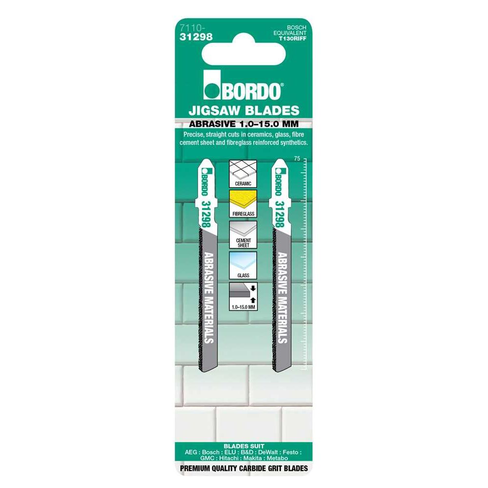 Bordo - 75mm Straight Cut Carbide GritEdge Jigsaw Blade 2Pk | 7110-31298