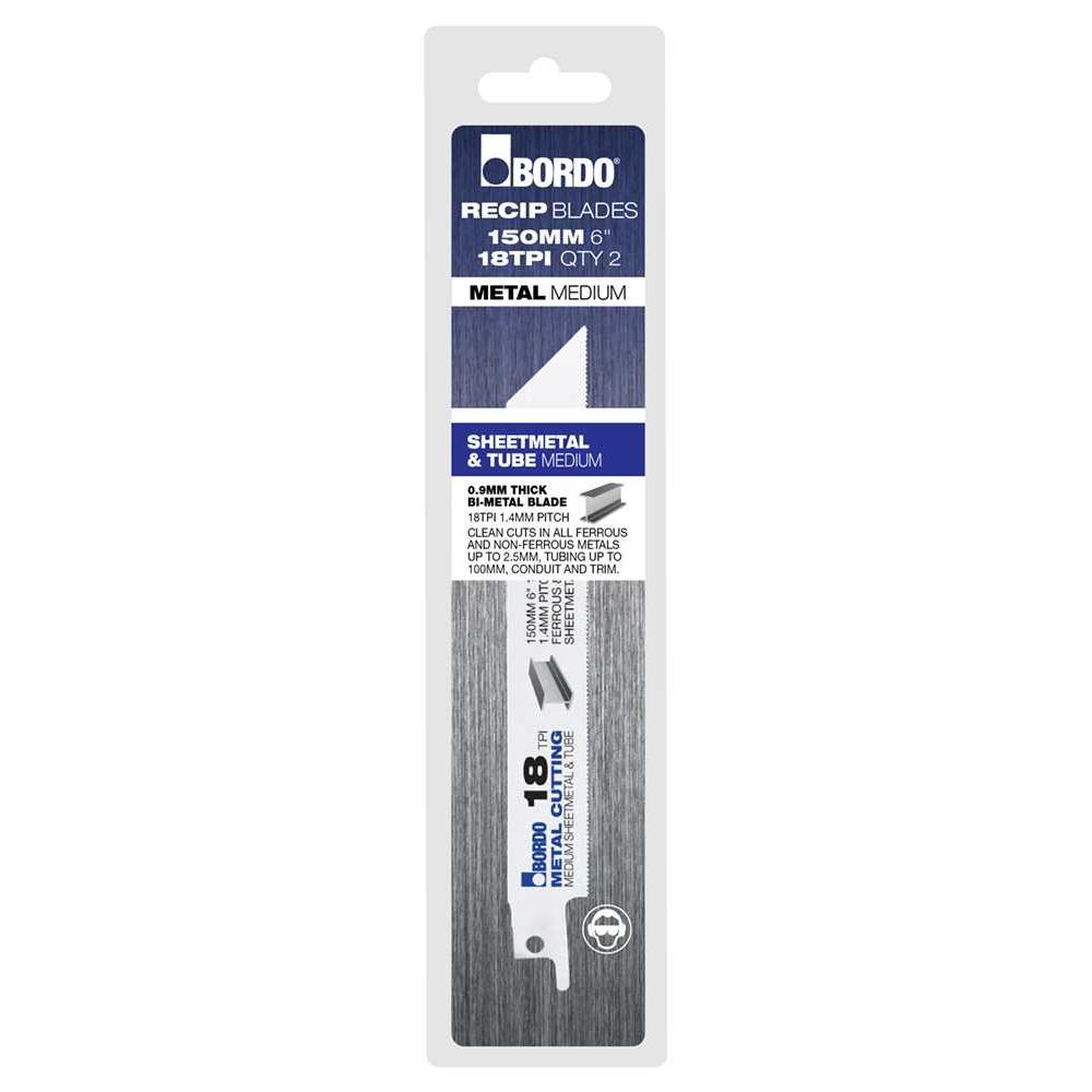 Bordo - 150mm (6") 18TPI Reciprocating Saw Blade - 2Pk Clam | 7200-0618C