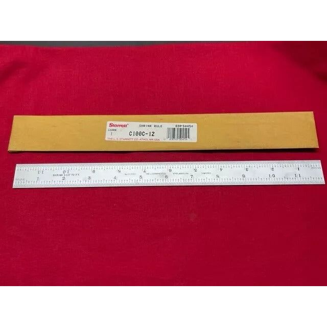 Starrett - Steel Rule 12in 1/10in Shrink per Foot 6R Grad | C100C-12