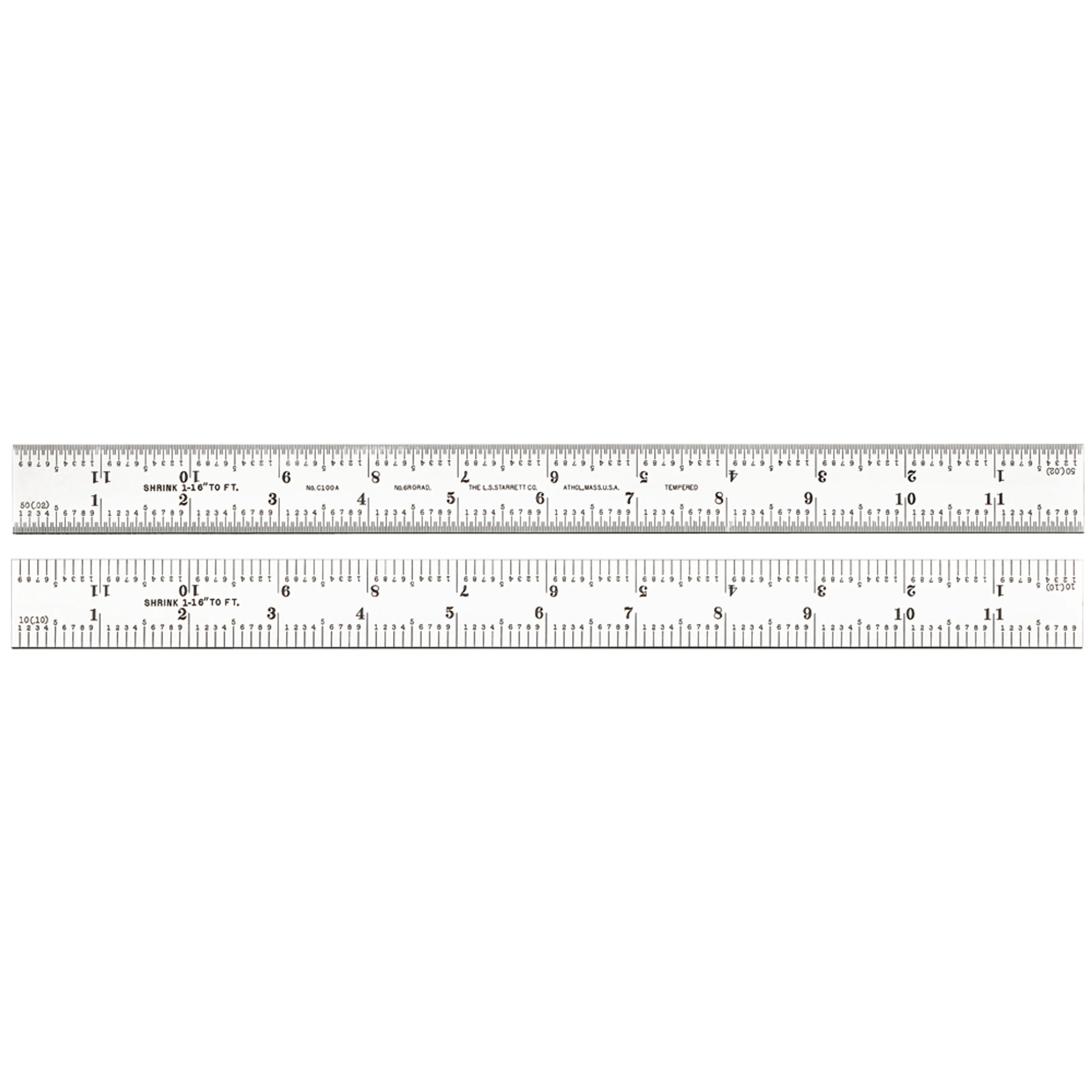 Starrett - Steel Rule 24in 1/10in Shrink per Foot 6R Grad | C100C-24