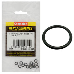 Champion - O Rings - Nitrile Rubber - 70 Shore - 3/16" x 1/16" - Black | C115-1