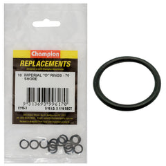 Champion - O Rings - Nitrile Rubber - 70 Shore - 5/16" x 1/16" - Black | C115-3