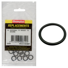 Champion - O Rings - Nitrile Rubber - 70 Shore - 3/8" x 3/32" - Black | C115-5