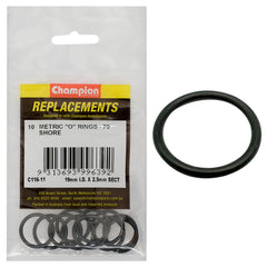 Champion - O Rings - Nitrile Rubber - 70 Shore - 19mm x 2.5mm - Black | C116-11