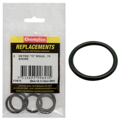 Champion - O Rings - Nitrile Rubber - 70 Shore - 22mm x 3.5mm - Black | C116-13