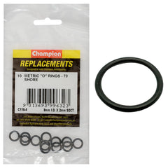 Champion - O Rings - Nitrile Rubber - 70 Shore - 8mm x 2mm - Black | C116-4