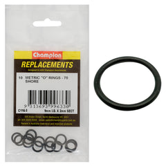 Champion - O Rings - Nitrile Rubber - 70 Shore - 9mm x 2mm - Black | C116-5