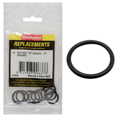 Champion - O Rings - Nitrile Rubber - 70 Shore - 16mm x 2.5mm - Black | C116-9