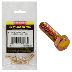 Champion - Hex Set Screws - High Tensile - 1/4" x 1" - UNF - Grade 5 | C120-3