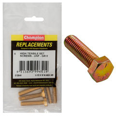 Champion - Hex Set Screws - High Tensile - 5/16" x 1 - 1/2" - UNF - Grade 5 | C120-8