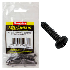 Champion - Self Tapping Screws - Pan - Phillips - 4.8 x 25mm - Black | C1200-11