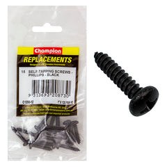 Champion - Self Tapping Screws - Pan - Phillips - 5.5 x 25mm - Black | C1200-12
