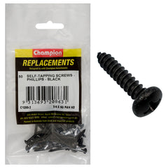 Champion - Self Tapping Screws - Pan - Phillips - 3.5 x 19mm - Black | C1200-2