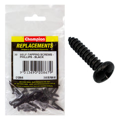 Champion - Self Tapping Screws - Pan - Phillips - 4.2 x 19mm - Black | C1200-6