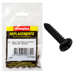 Champion - Self Tapping Screws - Pan - Phillips - 4.8 x 13mm - Black | C1200-9