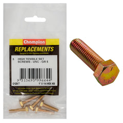 Champion - Hex Set Screws - High Tensile - 1/4" x 1" - UNC - Grade 5 | C125-7
