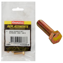 Champion - Hex Set Screws - High Tensile - 5/16" x 1" - UNC - Grade 5 | C125-9