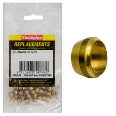 Champion - Compression Sleeves - Brass - 6mm - Suits Nylon Tube | C1412-12