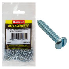 Champion - Self Tapping Screws - Pan - Slot - 3.5 x 19mm - Zinc Plated | C1630-7