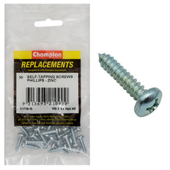 Champion - Self Tapping Screws - Pan - Phillips - 4.8 x 19mm - Zinc Plated | C1710-10