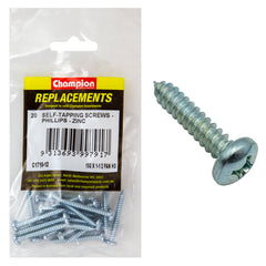 Champion - Self Tapping Screws - Pan - Phillips - 4.8 x 38mm - Zinc Plated | C1710-12