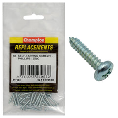Champion - Self Tapping Screws - Pan - Phillips - 3.5 x 19mm - Zinc Plated | C1710-3