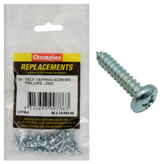 Champion - Self Tapping Screws - Pan - Phillips - 4.2 x 9.5mm - Zinc Plated | C1710-4