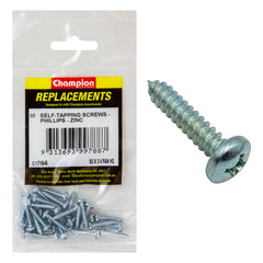 Champion - Self Tapping Screws - Pan - Phillips - 4.2 x 19mm - Zinc Plated | C1710-6