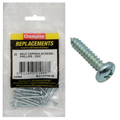 Champion - Self Tapping Screws - Pan - Phillips - 4.2 x 38mm - Zinc Plated | C1710-8