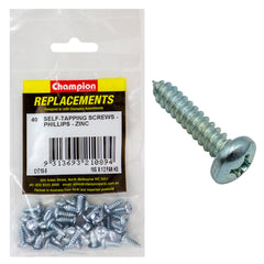 Champion - Self Tapping Screws - Pan - Phillips - 4.8 x 13mm - Zinc Plated | C1710-9