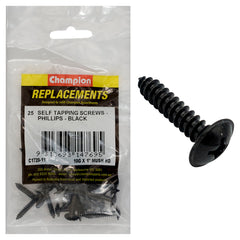 Champion - Self Tapping Screws - Mush - Phillips - 4.8 x 25mm - Black | C1720-11
