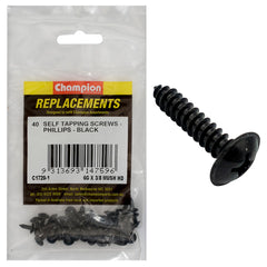 Champion - Self Tapping Screws - Mush - Phillips - 3.5 x 9.5mm - Black | C1720-1