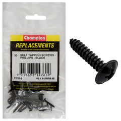 Champion - Self Tapping Screws - Mush - Phillips - 3.5 x 19mm - Black | C1720-3