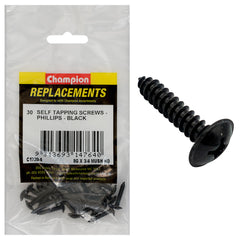 Champion - Self Tapping Screws - Mush - Phillips - 4.2 x 19mm - Black | C1720-6