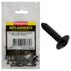 Champion - Self Tapping Screws - Mush - Phillips - 4.2 x 25mm - Black | C1720-7