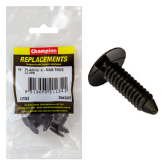 Champion - Xmas Tree Clips - Colour:black - Length:27mm - Stem Dia: 7.6mm - hole:4.6mm - head:20.4mm | C1735-2