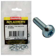 Champion - Machine Screws - Pan - Torx (tx) - M6 x 10mm - Zinc Plated | C1772-11