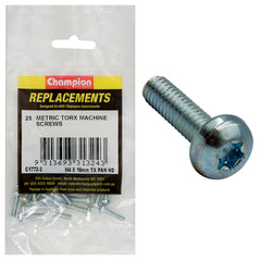 Champion - Machine Screws - Pan - Torx (tx) - M4 x 16mm - Zinc Plated | C1772-2